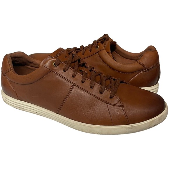 Cole Haan C32500 Mens Reagan Sneakers Shoes British Tan Leather Lace Up Size 10M - Picture 1 of 8